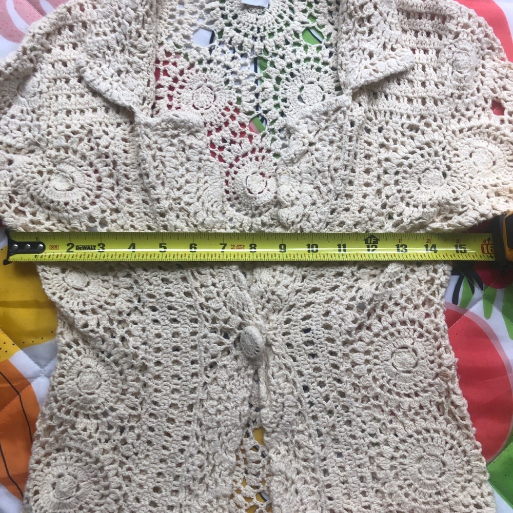 Y2K fairy-core Cream crochet cardigan with a boho vibe - Picture 7 of 8